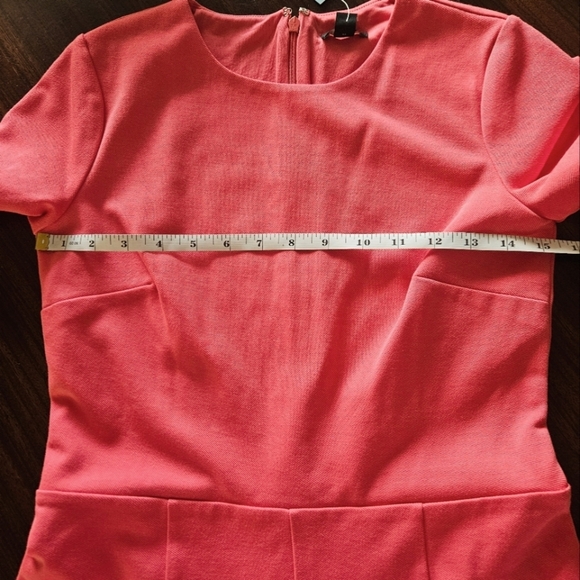 Ann Taylor Midi Flare Dress Salmon Knit Short Sleeve Round Neck Sz 4 PETITE NWT - Picture 8 of 15